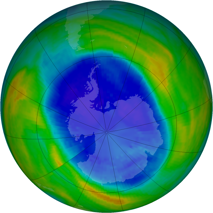 Antarctic ozone map for 09 September 2004